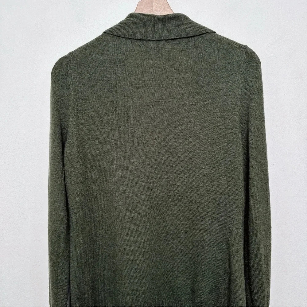 Banana Republic Womens Small Wool Cashmere Ruffle Dark Olive Cardigan